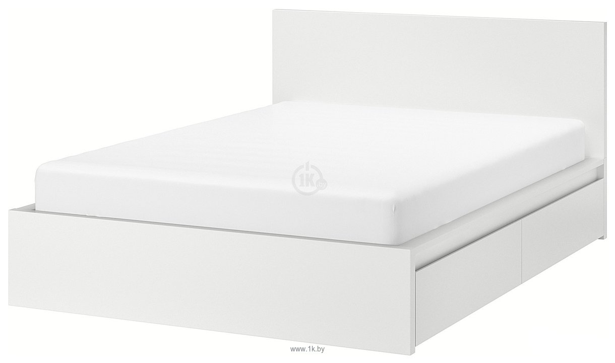 Фотографии Ikea Мальм 200x180 (2 ящика, белый, без основания) 392.110.49