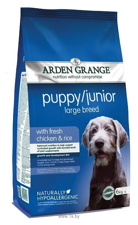 Фотографии Arden Grange (6 кг) Puppy/Junior Large Breed сухой корм цыпленок и рис для щенков и молодых собак крупных пород