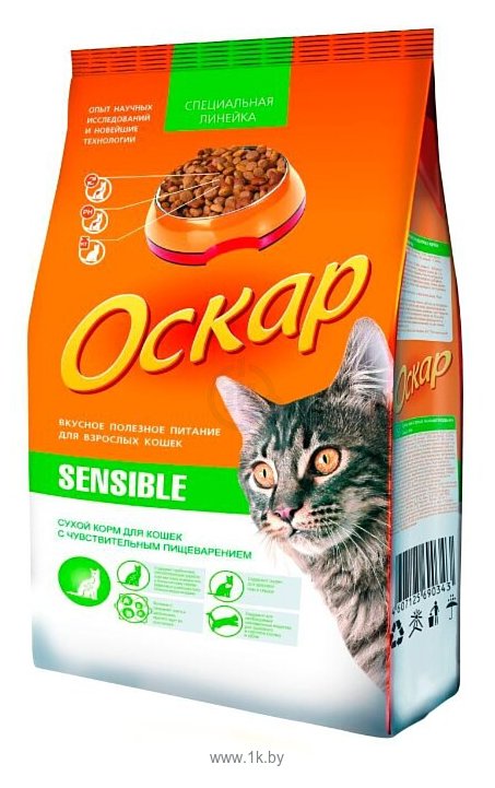 Фотографии Оскар Сухой корм для привередливых кошек Sensible (10 кг)