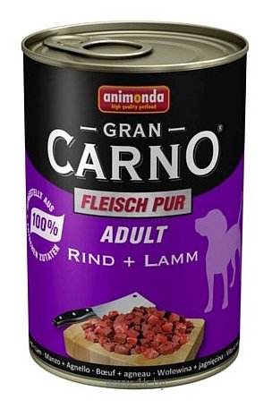 Фотографии Animonda GranCarno Fleisch pur Adult для собак с говядиной и ягненком (0.4 кг) 1 шт.