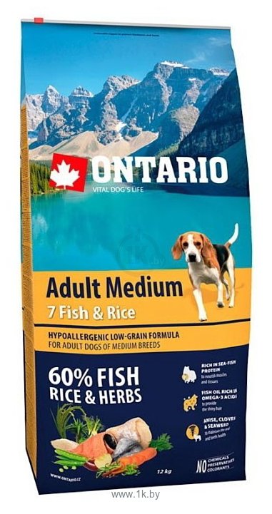 Фотографии Ontario (0.75 кг) Adult Medium 7 Fish & Rice