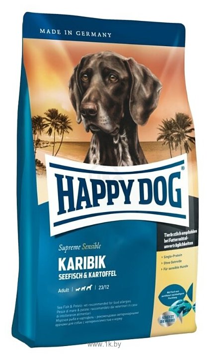 Фотографии Happy Dog (4 кг) Supreme Sensible - Karibik с морской рыбой, без злаков