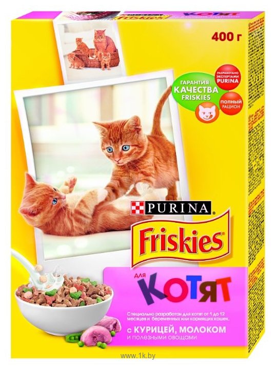 Фотографии Friskies Для котят с курицей, молоком и овощами (0.4 кг)