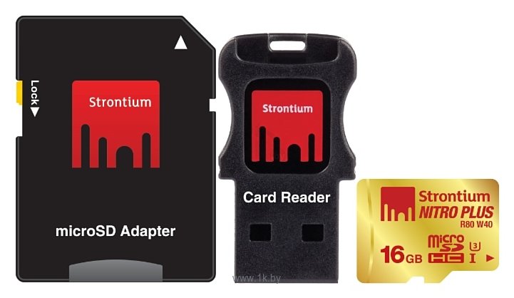 Фотографии Strontium NITRO PLUS microSDHC Class 10 UHS-I U3 16GB + SD adapter & USB Card Reader