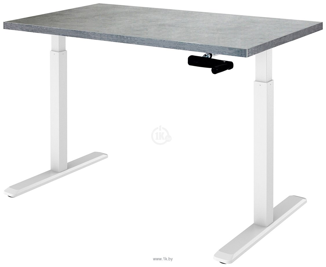 Фотографии ErgoSmart Manual Desk 1360x800x36 мм (бетон чикаго светло-серый/белый)