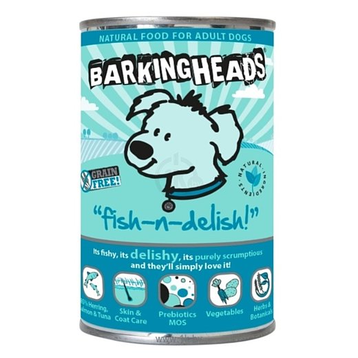 Фотографии Barking Heads (0.2 кг) 6 шт. Консервы для собак с лососем, тунцом и сельдью Рыбка-вкусняшка