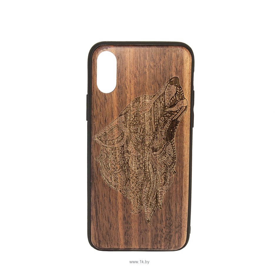 Фотографии Case Wood для Apple iPhone X (грецкий орех, волк II)