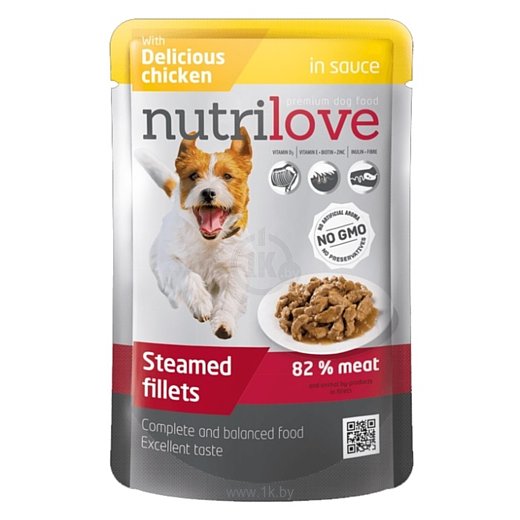 Фотографии Nutrilove (0.085 кг) 1 шт. Dogs - Steamed fillets with delicious chicken