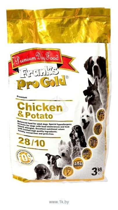 Фотографии Frank’s Pro Gold (3 кг) Adult Dog 28/10 курица и картофель