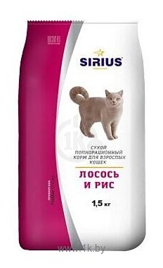 Фотографии Sirius (1.5 кг) Лосось и рис для взрослых кошек