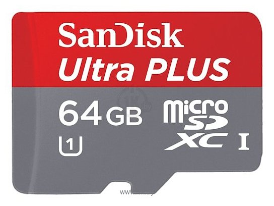 Фотографии SanDisk Ultra PLUS microSDXC Class 10 UHS Class 1 80MB/s 64GB + SD adapter