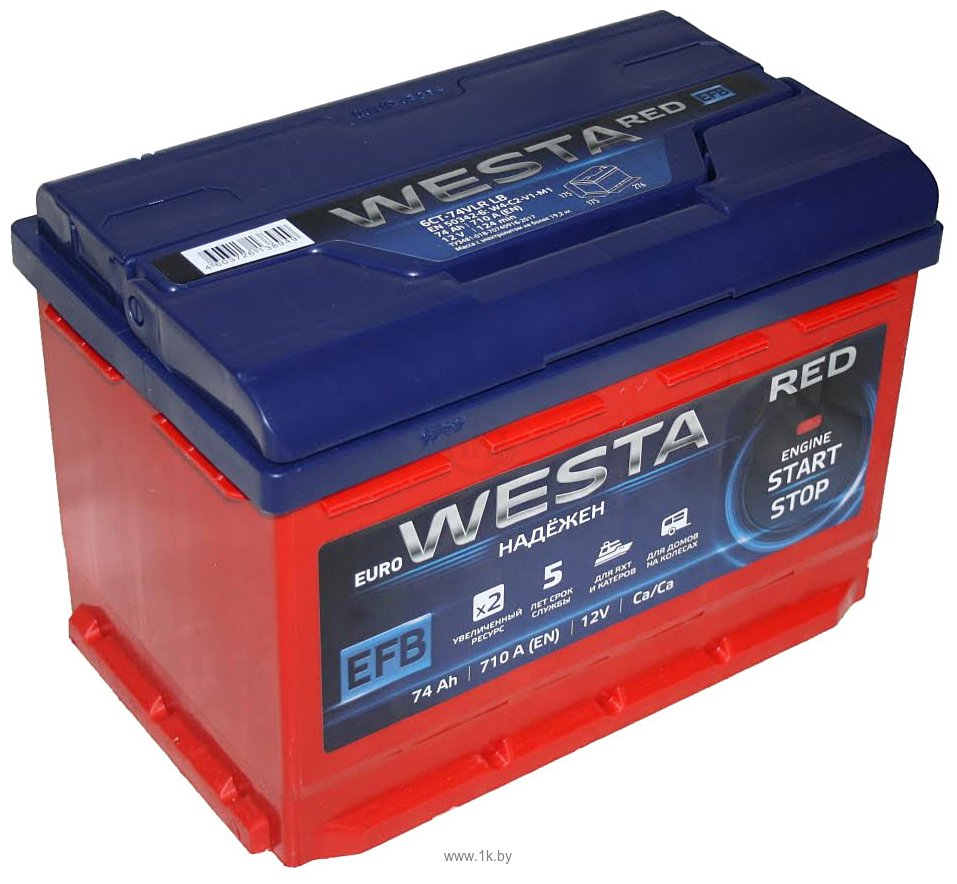 Фотографии Westa RED EFB 6СТ-74VL LB низкий (74Ah)