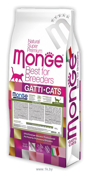 Фотографии Monge (10 кг) Cat Sensitive – Курица с рисом. Для кошек с чувствительным пищеварением
