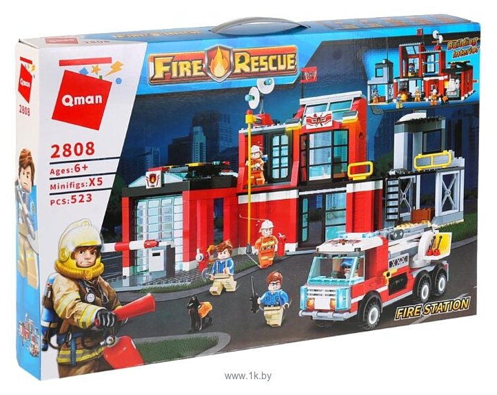 Фотографии Qman Fire Rescue 2808 Пожарная станция с машиной