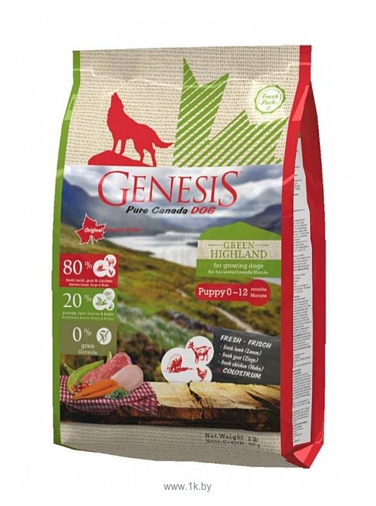 Фотографии Genesis (0.907 кг) Green Highland Puppy с курицей, козой и ягненком