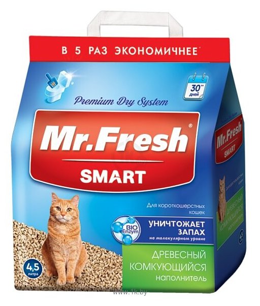 Фотографии Mr. Fresh Древесный для короткошерстных кошек 4.5л