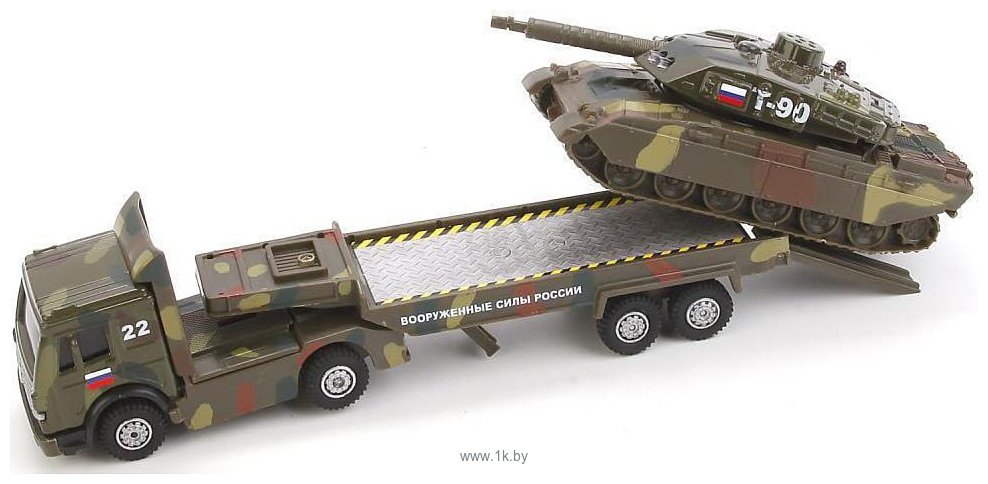 Фотографии Технопарк Трейлер Военный с танком на прицепе CT1061(SL556-TANK)