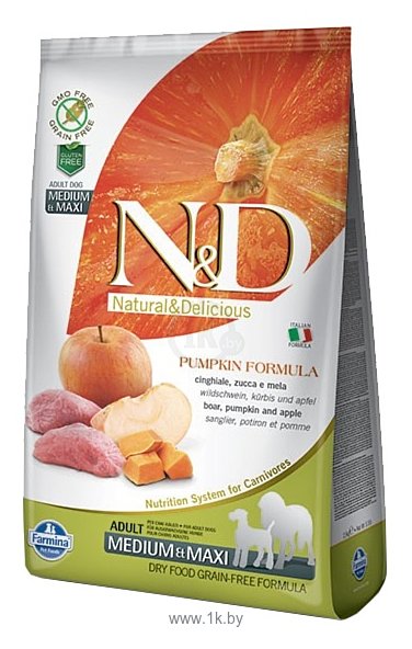 Фотографии Farmina (2.5 кг) N&D Grain-Free Canine Pumpkin Boar & Apple Adult Medium & Maxi