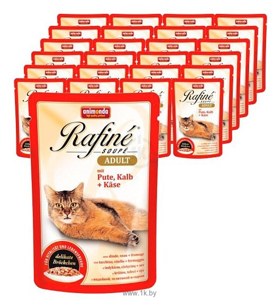 Фотографии Animonda Rafine Soupe Adult для кошек с индейкой, телятиной и сыром (0.1 кг) 24 шт.