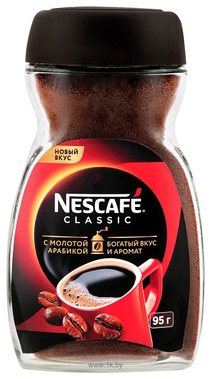 Фотографии Nescafe Classic растворимый c добавлением молотого кофе 95 г (банка)