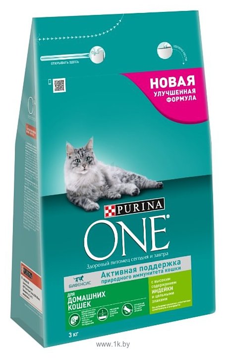 Фотографии Purina ONE Для домашних кошек с высоким содержанием Индейки и цельными злаками (3 кг)