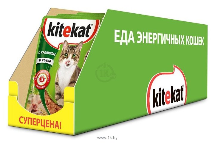 Фотографии Kitekat (0.085 кг) 28 шт. Сочные кусочки. С кроликом в соусе