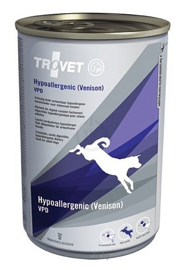Фотографии TROVET (0.4 кг) 1 шт. Dog Hypoallergenic VPD (Venison) canned