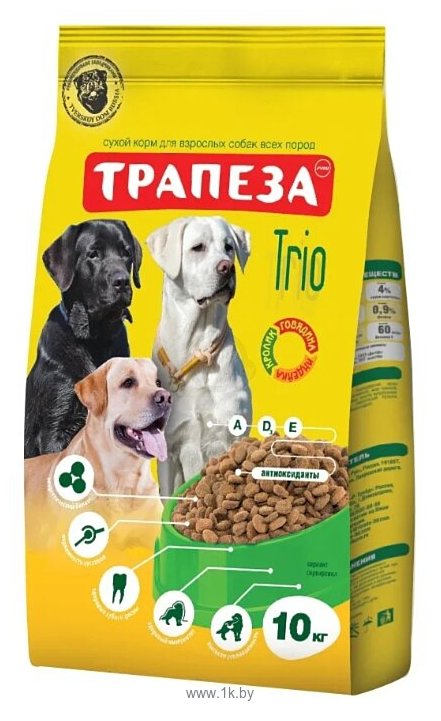 Фотографии Трапеза (10 кг) Трио для взрослых собак всех пород с Говядиной, Индейкой и Кроликом