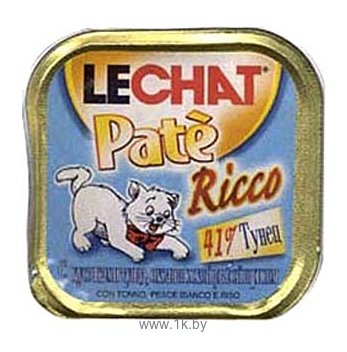 Фотографии LeChat Pate Ricco с кусочками Тунца, Океанической рыбой и рисом (0.1 кг) 1 шт.