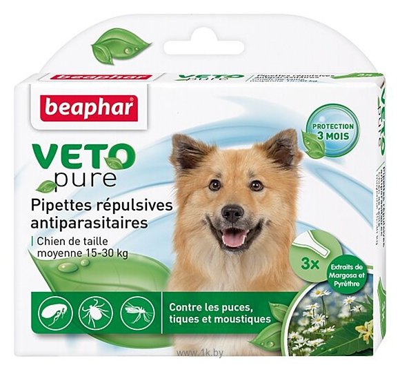 Фотографии Beaphar Капли veto pure для собак средних пород с экстрактом маргозы и пиретрума