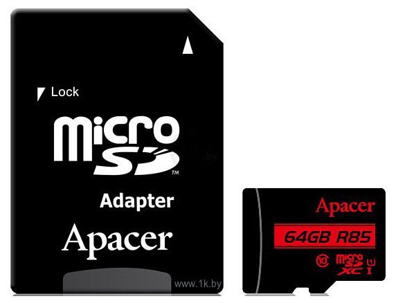 Фотографии Apacer microSDXC AP64GMCSX10U5-R 64GB (с адаптером)