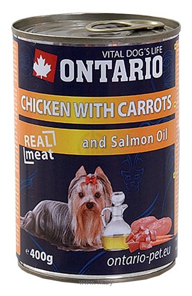 Фотографии Ontario (0.4 кг) 1 шт. Консервы Dog Chicken,Carrots and Salmon Oil