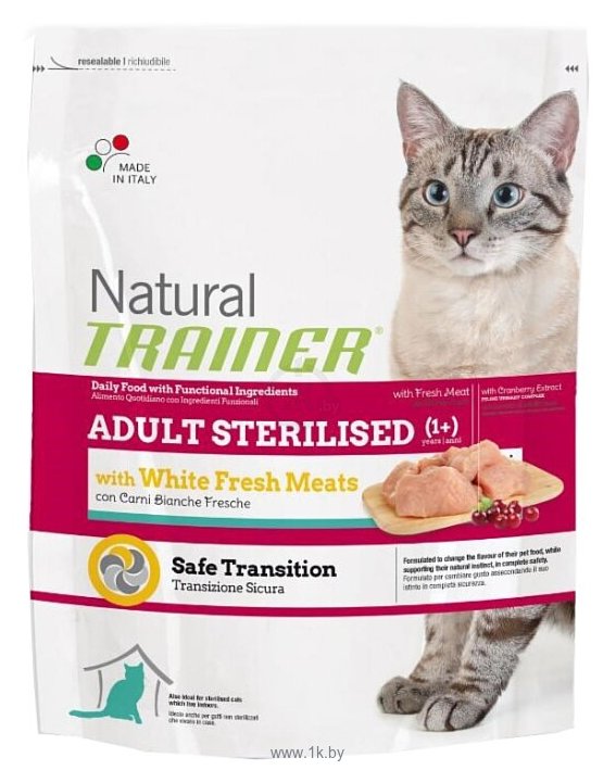 Фотографии TRAINER Natural Adult cat Sterilised White Fresh Meats dry (0.3 кг)