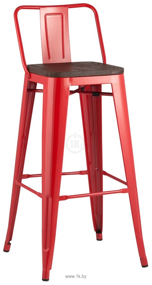 Фотографии Stool Group TOLIX WOOD со спинкой барный (красный) глянцевый