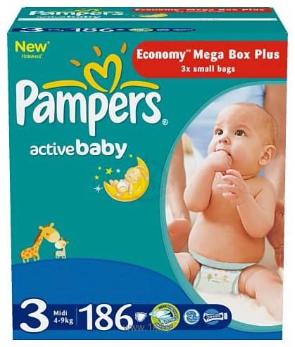 Фотографии Pampers Active Baby 3 Midi (4-9 кг)186шт