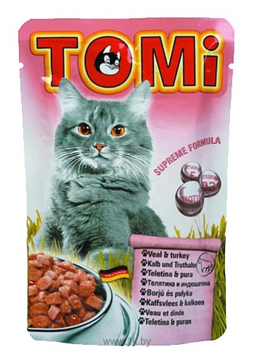 Фотографии ToMi (0.1 кг) 1 шт. Паучи для кошек телятина с индейкой