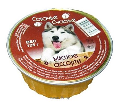 Фотографии Собачье Счастье Консервы для собак Мясное ассорти в желе (0.125 кг) 1 шт.