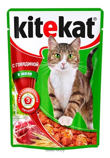 Фотографии Kitekat (0.085 кг) 1 шт. Сочные кусочки. С говядиной в желе