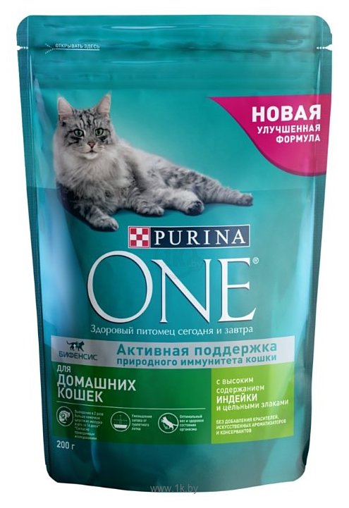 Фотографии Purina ONE Для домашних кошек с высоким содержанием Индейки и цельными злаками (0.2 кг)