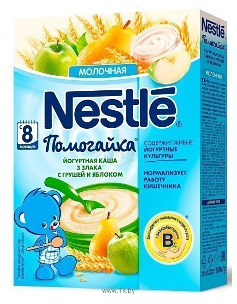 Фотографии Nestle Помогайка 3 злака йогуртная (груша, яблоко), 200 г