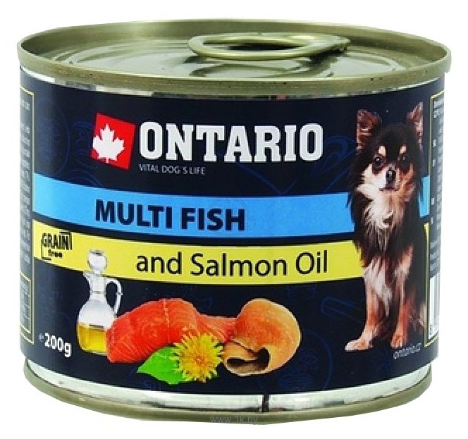 Фотографии Ontario (0.2 кг) 1 шт. Консервы Dog Multi Fish and Salmon oil