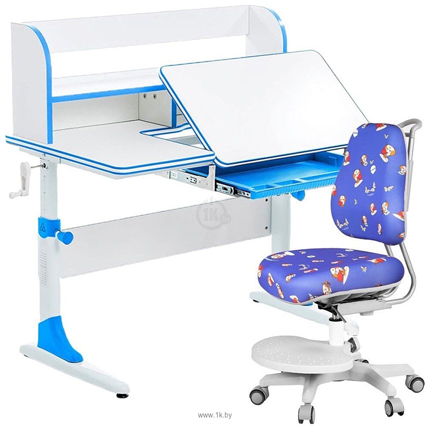Фотографии Anatomica Study-100 Lux + органайзер с синим креслом Ragenta с роботами (белый/голубой)