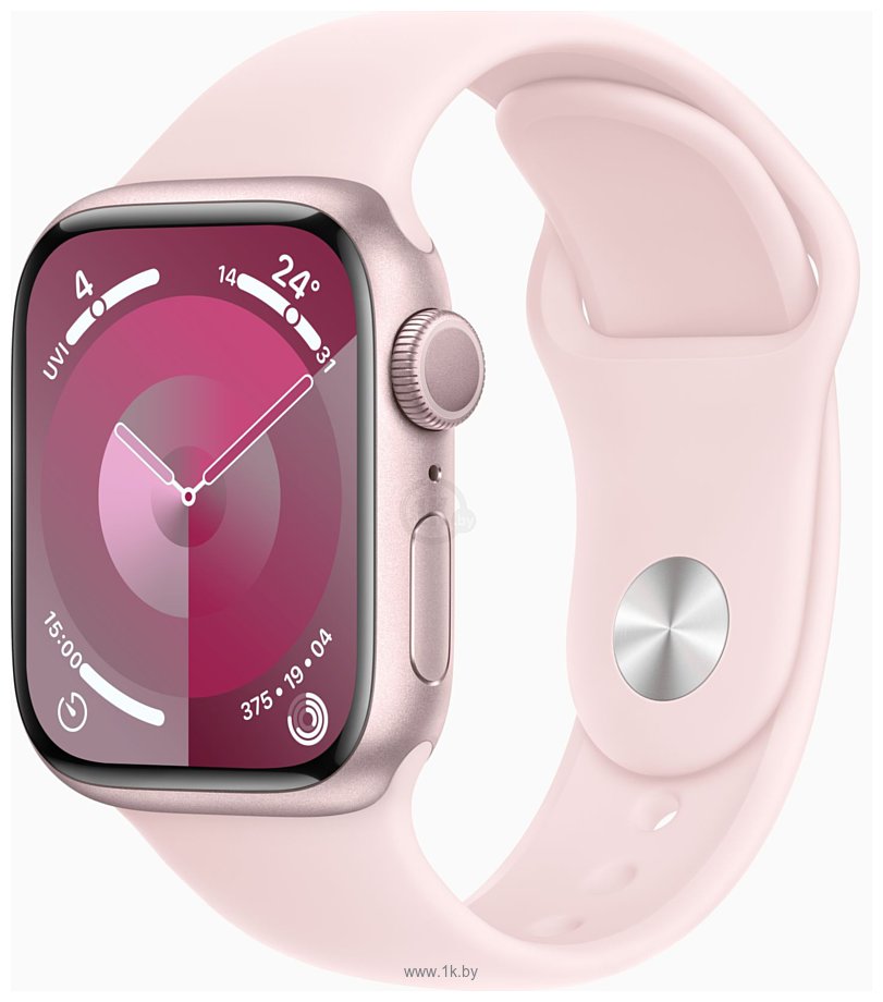 Фотографии Apple Watch Series 9 41 мм (алюминиевый корпус, розовый/розовый, спортивный силиконовый ремешок S/M)
