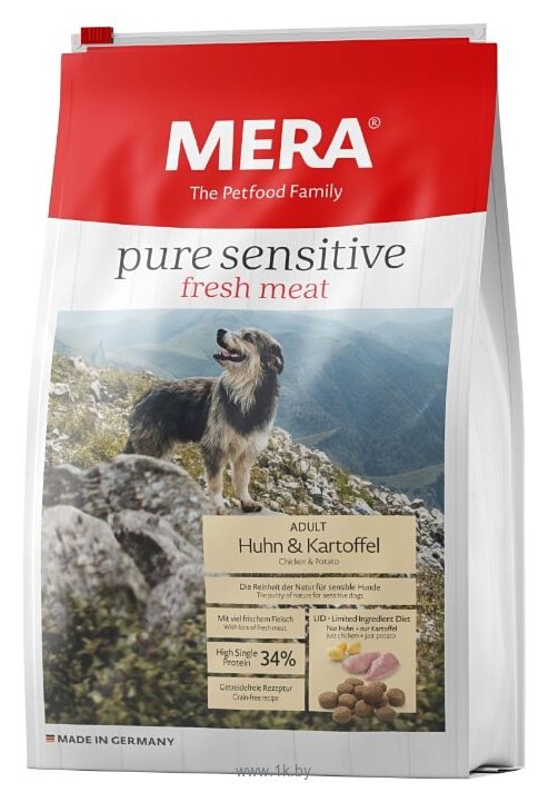 Фотографии Mera (1 кг) Pure Sensitive Fresh Meat с курицей и картофелем для взрослых собак