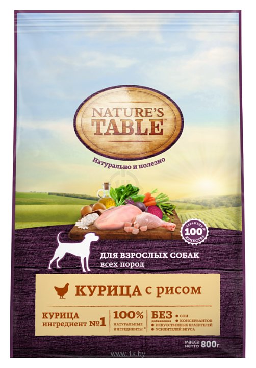 Фотографии Nature's Table (0.8 кг) Для взрослых собак всех пород курица с рисом сухой