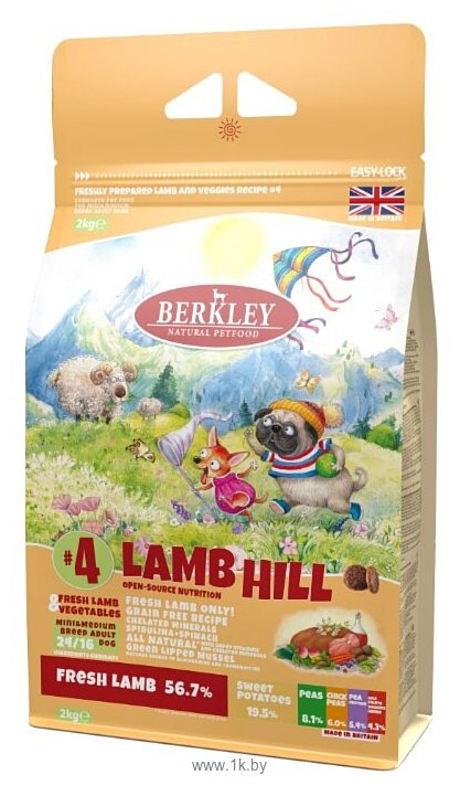 Фотографии Berkley (2 кг) Lamb Hill №4, ягненок с овощами, фруктами и ягодами