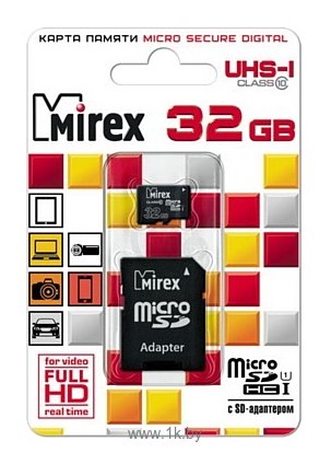 Фотографии Mirex microSDHC Class 10 UHS-I U1 32GB + SD adapter