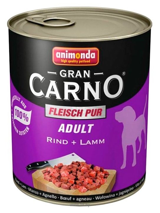 Фотографии Animonda GranCarno Fleisch pur Adult для собак с говядиной и ягненком (0.8 кг) 6 шт.