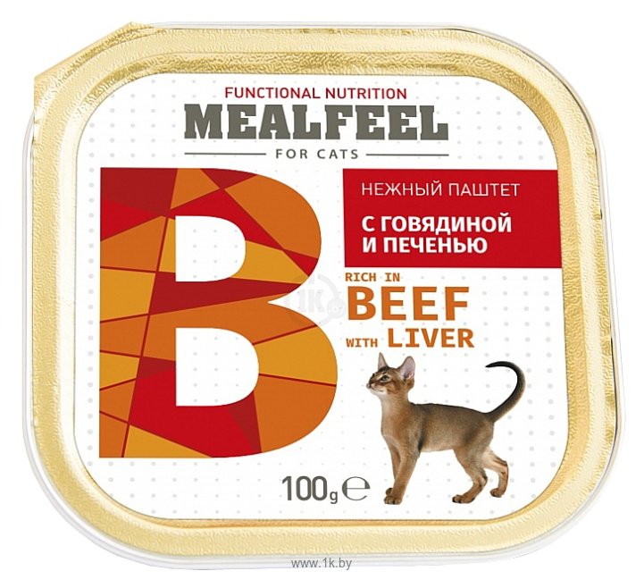 Фотографии MEALFEEL Говядина с печенью для кошек консервы (0.1 кг) 1 шт.