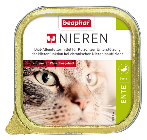 Фотографии Beaphar (0.1 кг) 16 шт. Beaphar Полнорационная диета (паштет) Nieren Ente с уткой для кошек